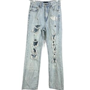 Aeropostale Light wash distressed 90s baggy denim jeans High Rise waist Size 2